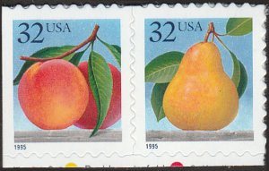 # 2493-2494 MINT NEVER HINGED ( MNH ) PEACH & PEAR