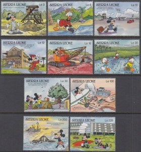 SIERRA LEONE 1194-1203 A DISNEY 10 STAMP SET SHOWS MICKEY VISITING AFRICA