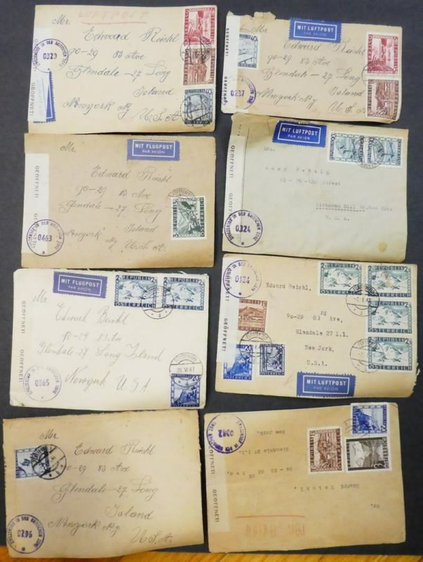 EDW1949SELL : AUSTRIA Collection of 33 Air Mail Censored covers to USA.