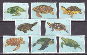 Suriname, Scott cat. 591-595. Various Turtles issue.