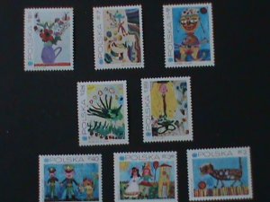 ​POLAND--SC#1809-16 25TH ANNIVERSARY OF UNICEF-PAINTINGS-MNH VF COMPLETE SET