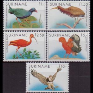 SURINAM 1985 - Scott# 725/29 Birds Issued 1985-86 NH