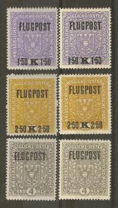 Austria 1918 'Flugpost' SG296-298A/B MNH Cat£55