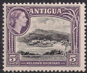 Antigua 1953 – 62 QE2 5ct Nelsons dockyard MM SG 125 ( L1357 )