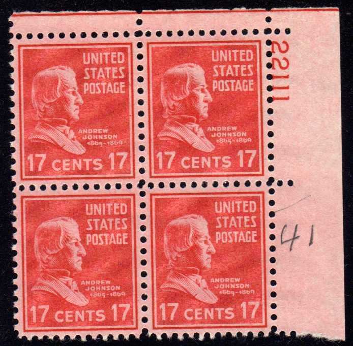 MALACK 822 F/VF OG NH, Plate Block of 4, Bold! (stoc..MORE.. pb1218