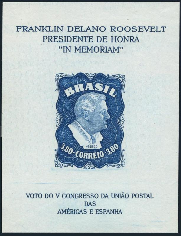 Brazil C76a,MNH.Michel Bl.10X. President Franklin Delano Roosevelt,1949