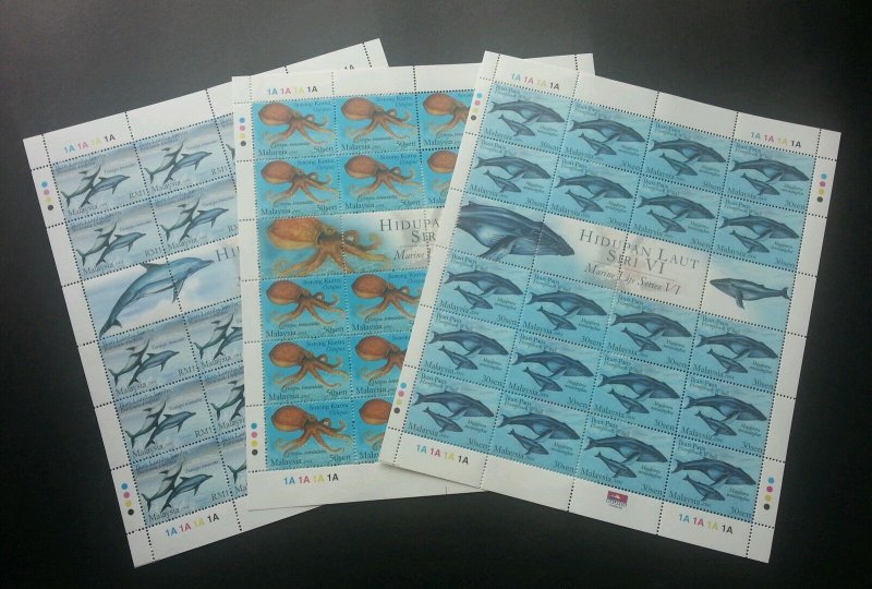 Malaysia Marine Life VI 2004 Whale Dolphin Ocean Fish Ocean (sheetlet) MNH