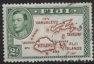 FIJI SG254 1940 2d BROWN & GREEN DIE II USED