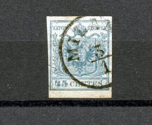 Austria-Lombardy-Venetia #6 (A369) Imperf 35¢ blue, Type III, U,FVF, CV$60.00