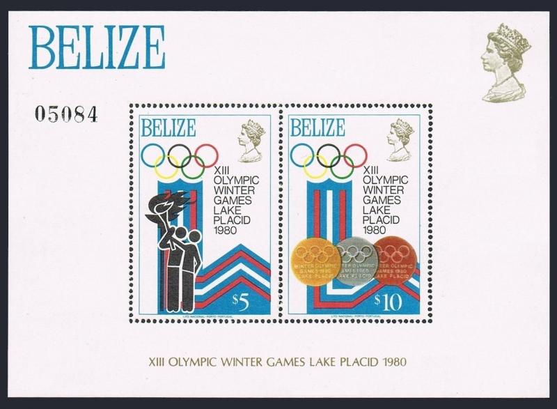 Belize 469-470,MNH.Michel Bl.12-13. Olympics Lake Placid-1980.Torch,Medals