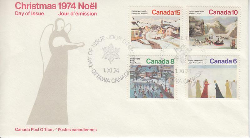 1974 Canada Christmas Combo (Scott 650-53) FDC