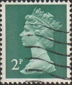 Great Britain #MH26 1971 2p Myrtle Green QEII Machin Head USED-VF.