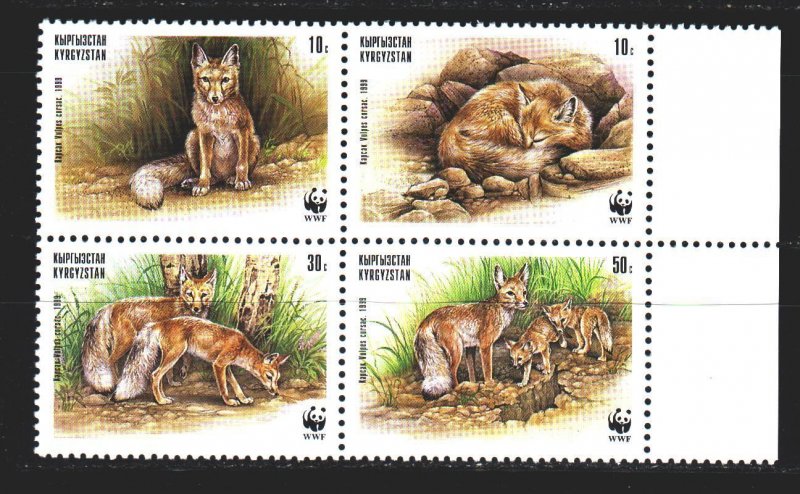 Kyrgyzstan. 1999. 168-71. Foxes, fauna. MNH.