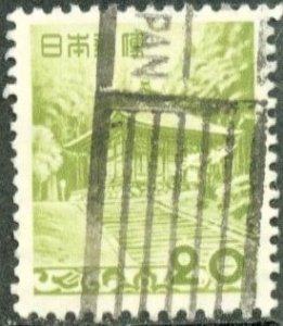 JAPAN - #596 - USED - 20y. - Temples, Trees - 1952 - JAPAN039DTS13