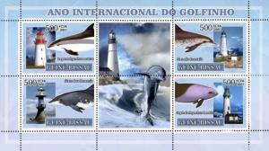 GUINEA BISSAU 2007 SHEET LIGHTHOUSES DOLPHINS MARINE LIFE