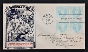 US #796 FDC Virginia Dare Aug 9, 1935 Joseph Feigenbaum Cachet 796-1