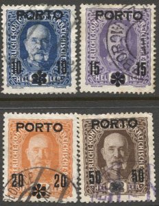 AUSTRIA 1917  Sc J60-63  Used Postage Dues set, VF