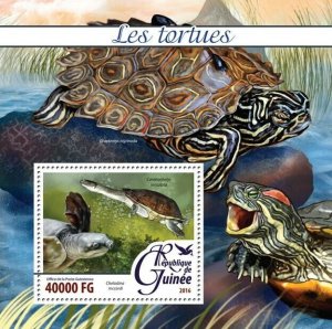 Guinea Turtles Stamps 2016 MNH Snake-Necked Pig-nosed Turtle Reptiles 1v S/S