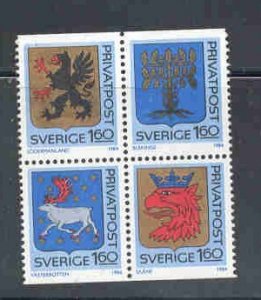 Sweden Sc 1492-95  1984 Provincial Arms stamp set mint NH