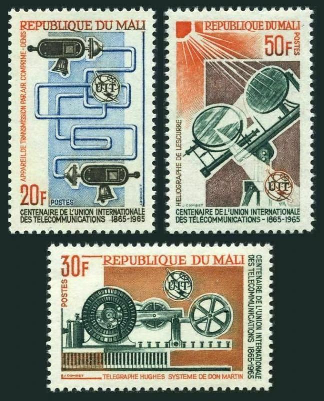 Mali 74-76,MNH.Michel 105-107. ITU Centenary,1965.Communication equipment.