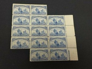 KAPPYSSTAMPS UNITED STATES #233 1893 4C COLUMBIAN PART SHEET OF 13 MINT GS1044