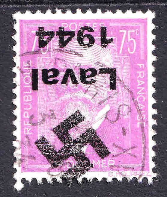 FRANCE 292 LAVAL 1944 INVERTED OVERPRINT CDS VF SOUND