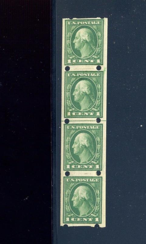 Scott #408 Brinkerhoff Type IIa Line Strip of 4 Stamps w/ APS Cert (Stk 408-B1)