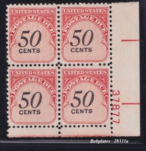 BOBPLATES #J99 Postage Due Plate Block #37877 Lower Right Dull Gum MNH CV$75