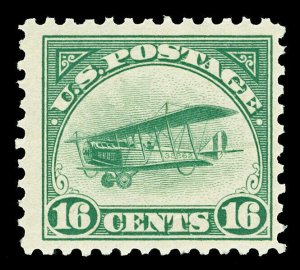 Scott C2 1918 16c Jenny Airmail Issue Mint F-VF OG LH Cat $60