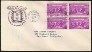 United States First Day Covers #798-7, 1937 3c Constitution Sesquicentennial,...