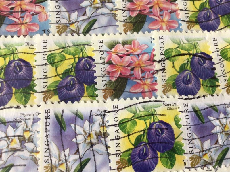 Singapore Flowers used duplicated Stamps  Ref 54864