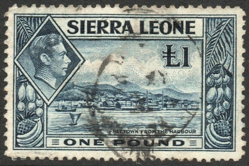 SIERRA LEONE-1938 £1 Deep Blue Sg 200 GOOD USED V46336