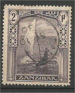 ZANZIBAR, 1921, used 2r, Dhow Scott 171