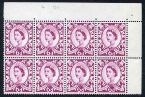 Scotland XS17c 6d Block inc Cut Leaf flaw U/M