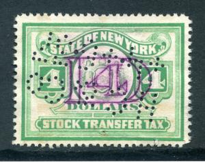 NY ST155 - Stock Transfer - $4 - used - perfin