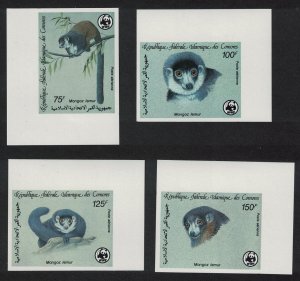 Comoro Is. WWF Mongoose Lemur 4v imperf Corners 1987 MNH SC#C171-C174