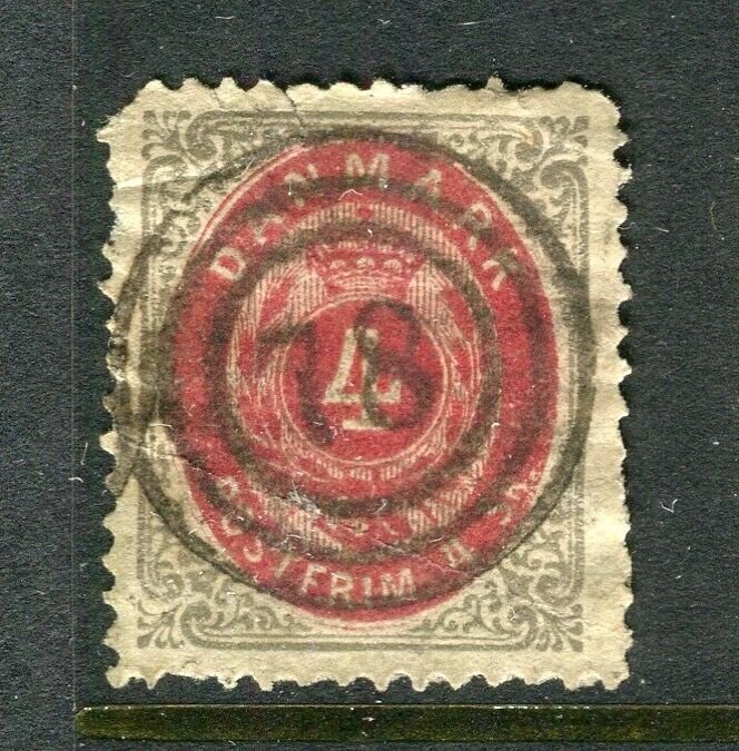 DENMARK; 1870s early classic ' skilling ' issue used 4ore. value Postmark