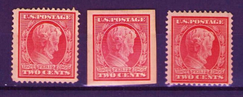 US Stamps- SC# 367 - 369 - Lincoln -  369 Blue Paper  All Mint Hinged