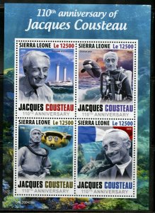 SIERRA LEONE 2020  110th ANNIVERSARY OF JACQUES COUSTEAU SHEET MINT NH 