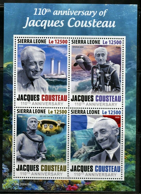 SIERRA LEONE 2020  110th ANNIVERSARY OF JACQUES COUSTEAU SHEET MINT NH