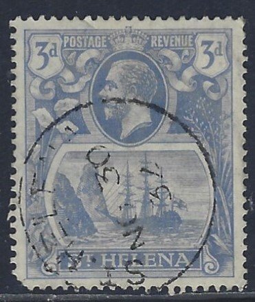 St Helena, Scott #83; 3p King George V, Wmk 4, Used