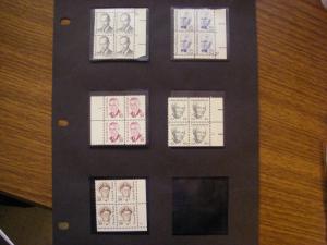 Scott 1844-1869, Great Americans, Complete Plate Blocks of 4 or 6, MNH Beauties