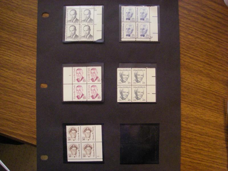 Scott 1844-1869, Great Americans, Complete Plate Blocks of 4 or 6, MNH Beauties