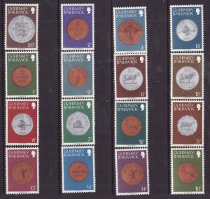 Guernsey-Sc#173-88- id8-unused NH definitive set-Coins-1979-