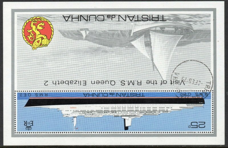 1979 Tristan Da Cunha Sg ms263w 25p Visit of QEII Wmk Crown to Right of CA Used