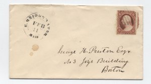 c1860 East Bridgewater MA double circle postmark #26 cover [h.4740]