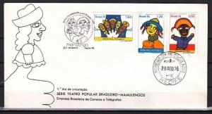 Brazil, Scott cat. 1469-1471. Finger Puppet show issue. First day cover. ^