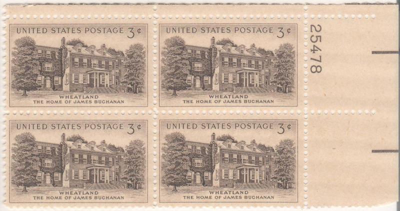 1081: Wheatland - Plate Block - MNH - 25478-UR