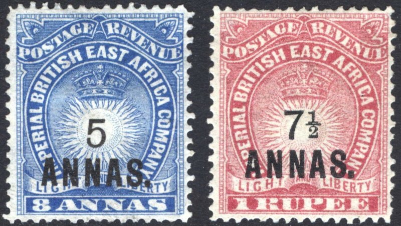 KUT-BEA 1894 5a&7.5a OPTs Light&Liberty SG 27-28 Sc 36-37 LMM/MLH Cat£150($200)