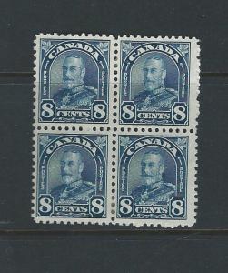 CANADA - #171 - 8c KING GEORGE V ARCH/LEAF ISSUE MINT BLOCK OF 4 (1930) MH 